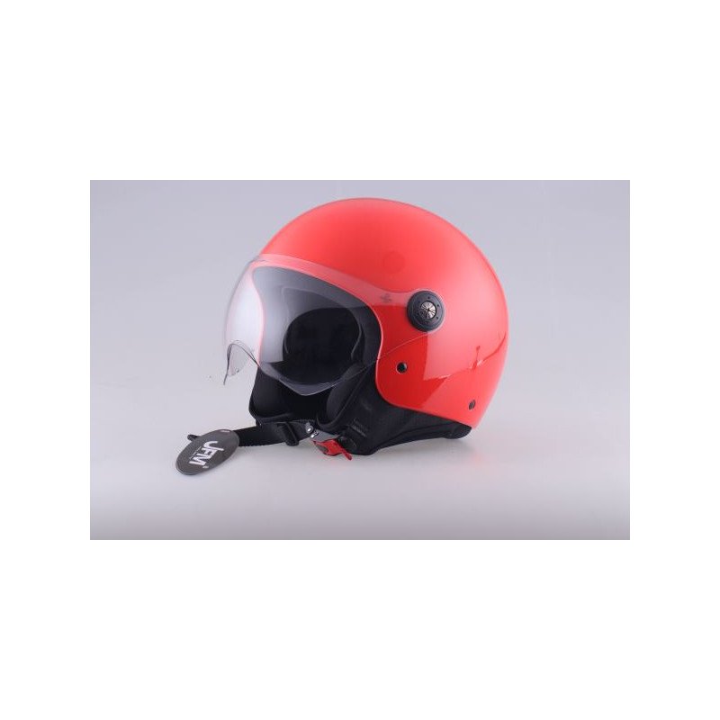 CASCO DEMI JET MONOCOLORE ROSSO LUCIDO XS