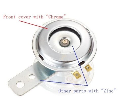 CLACSON COMPATIBILE PER MOTO E SCOOTER CUSTOM NAKED QUAD UNIVERSALE ARGENTO 12V DIAMETRO 70mm