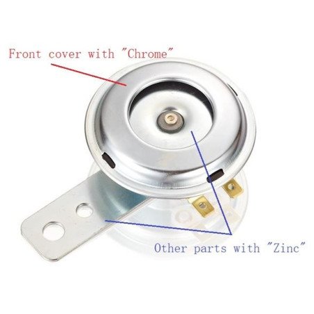 CLACSON COMPATIBILE PER MOTO E SCOOTER CUSTOM NAKED QUAD UNIVERSALE ARGENTO 12V DIAMETRO 70mm