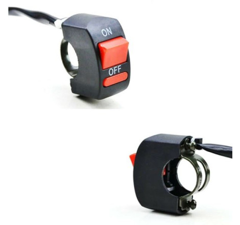 INTERRUTTORE MANUBRIO ON/OFF COMPATIBILE UNIVERSALE MOTO - TENSIONE NOMINALE: 12V-80V