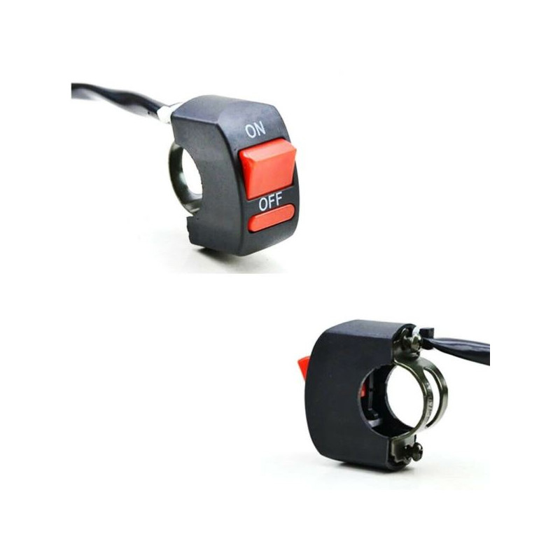 INTERRUTTORE MANUBRIO ON/OFF COMPATIBILE UNIVERSALE MOTO - TENSIONE NOMINALE: 12V-80V