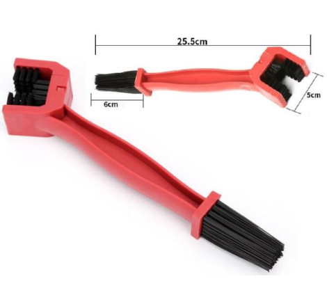 SPAZZOLA PULISCI CATENA MOTO E BICI CON TESTINE IN NYLON COLORE ROSSO ALTA QUALITA' PLASTICA-ACCIAO