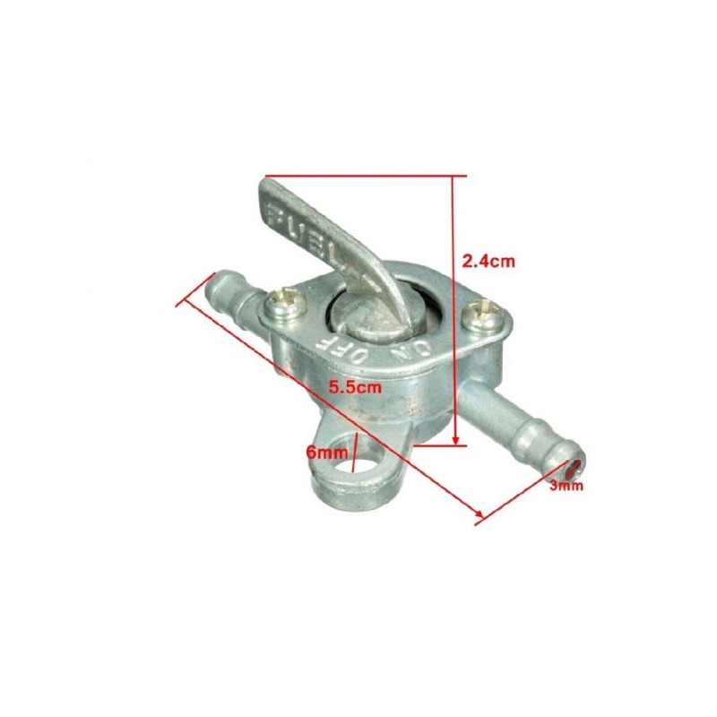 RUBINETTO BENZINA A DUE VIE COMPATIBILE UNIVERSALE COMPATIBILE MOTO, MINIMOTO, ATV, QUAD, SCOOTER DIAM INT 3 MM DIAM EST 6 MM