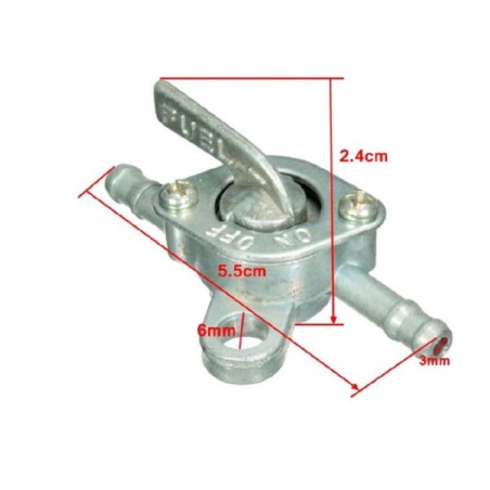RUBINETTO BENZINA A DUE VIE COMPATIBILE UNIVERSALE COMPATIBILE MOTO, MINIMOTO, ATV, QUAD, SCOOTER DIAM INT 3 MM DIAM EST 6 MM