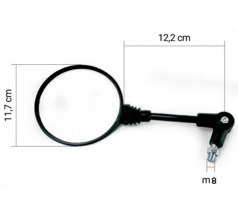 SPECCHIETTO RETROVISORE UNIVERSALE PIEGHEVOLE DESTRO/SINISTRO ATTACCO M8 PER MOTO E SCOOTER