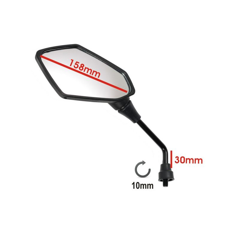 SPECCHIETTO RETROVISORE SINISTRO COMPATIBILE PER SCOOTER MOTO CUSTOM NERO ATTACCO M10 OMOLOGATO
