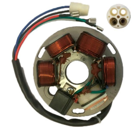 STATORE 5 BOBINE CONNETTORE 2 FILI 3 FASTON COMPATIBILE PIAGGIO PX 125 150 200, N.O. 217866